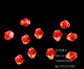 8000918--每包1000个--4mm亚克力水晶尖珠--红色