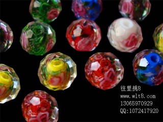 8000934--每包20个12mmA级高档琉璃内切带花--混色
