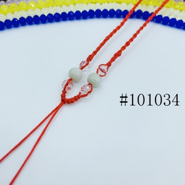 8000350--每包100个--可伸缩2玉珠配4小晶项链--红色
